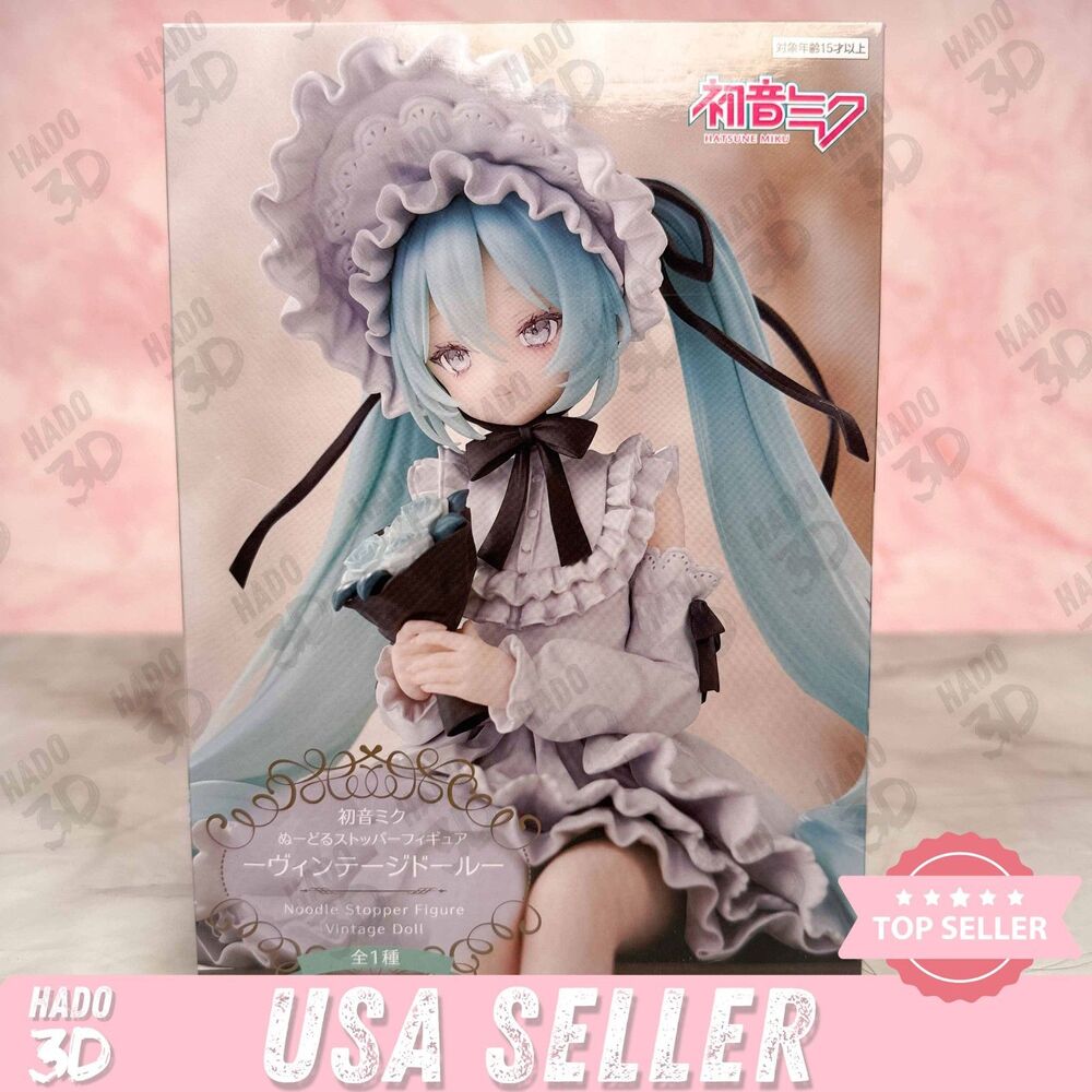 Hatsune Miku Vintage Doll Style Noodle Stopper Gothic Miku Figure NEW FuRyu